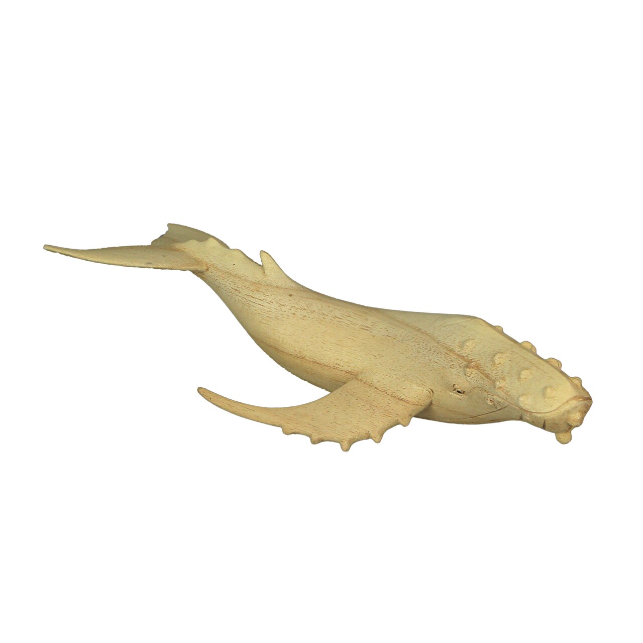 12" Hand Carved Humpback Whale Wooden Sculpture, Nautical Coastal Decor Figurine